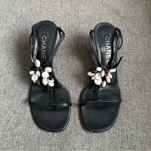 Vintage Chanel strappy beaded heels